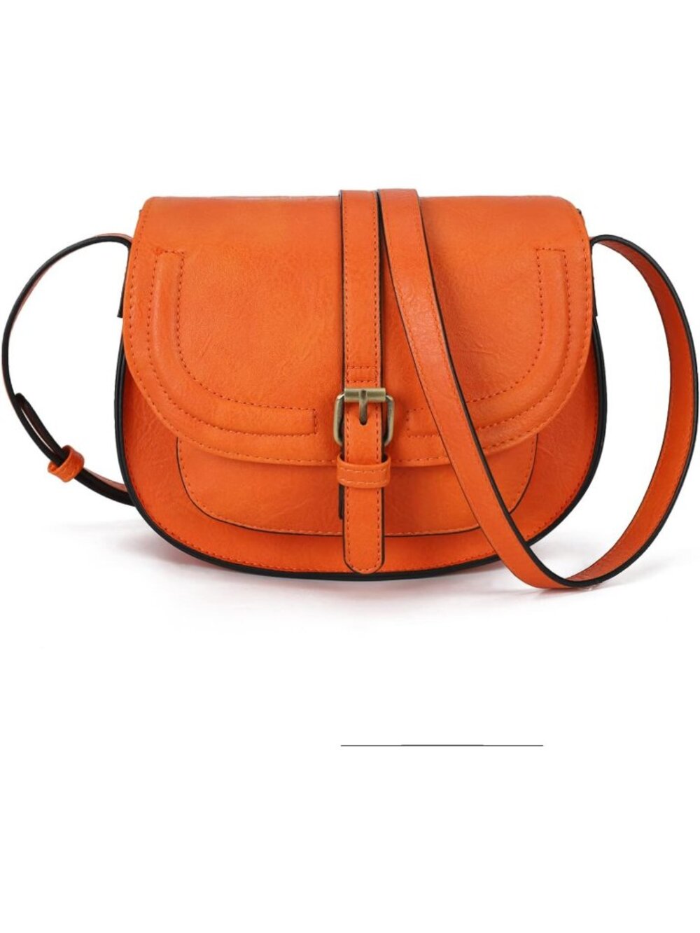 Women's Orange Retro Vegan Leather Vintage Saddle Crossbody Bag Small Boho Purse